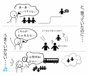 写真撮影で遅れる参加者や説明を聞き取れない参加者、出発時間に間に合わず困る観光ガイド