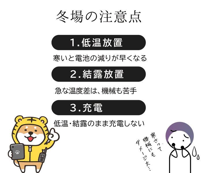 冬のトランシーバー使用で注意したい低温・結露・充電の3ポイント